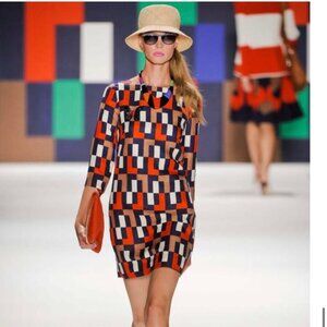 Milly Bold Geometric Vintage Inspired Dress Size 2